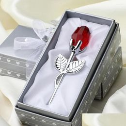 Decorative Flowers With Metal Rod Fake Rose Storage Box Included Valentine Day Gift Practical Simation Faux Crystal Flower Dhljp