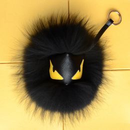 y Real Fur Pom Poms Bug Little Bag Charm Genuine Pompom Keychain Car Jewelry Pendant