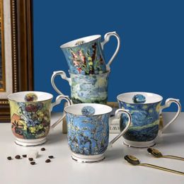 Mugs Van Gogh Oil Painting Porcelain Coffee Mug Bone China Coffe Cups Drinkware Milk Ceramic Tea Cup The Starry Night 231013