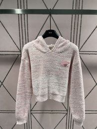 Women's Sweater Pink 3D Embroidery Logo Short Knitted Sweater Designer Versatile Warm Small Fragrance Pullover Coat Black Pink