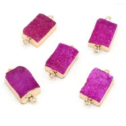 Pendant Necklaces Natural Semi-precious Stone Crystal Teeth Connector Rectangular Charms For Jewelry Making DIY Necklace Accessories 1PC