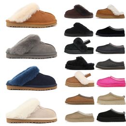 Designer Boots womens tasman slippers Tazz Suede Shearling platform Slipper Classic ultra mini snow boot chestnut fur slides winter wool ankle booties mustard seed