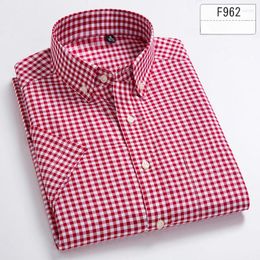 Men's Casual Shirts In Shirt Hight Qulitycotton Summer Short Sleeve For Men Slim Fit Thin Plaid Tops Soft Office Clothes