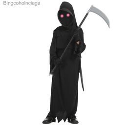 Theme Costume Halloween Children's Horror Red Eye Reaper Come Scythe Devil Dark Messenger Ghost Cosplay SetL2310281