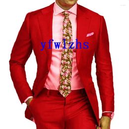 Men's Suits Handsome Groomsmen Notch Lapel Groom Tuxedos Wedding Dress Men Blazer Prom Dinner (Jacket Pants Tie) K268