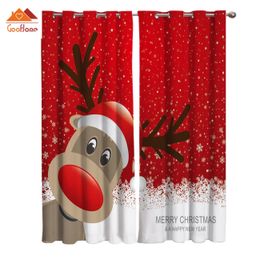 Curtain Merry Christmas A Happy Year Window Curtains Living Room Outdoor Fabric Drapes Curtain Home Decor 231012