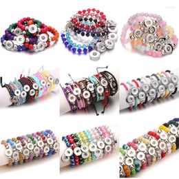 Charm Bracelets 10pcs lot Whole Beaded Leather Snap Button Bracelet Bangle Handmade 18mm DIY Jewelry Making Fawn223116