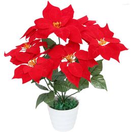 Decorative Flowers 2pcs Artificial Red Poinsettia Bushes Christmas Flower Picks Stems Xmas Table Centrepiece