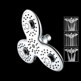 Bathroom Shower Heads ABS Bathroom Petal Shape 3 Functions Bathroom Accessories Top Rainfall Jetting Shower SPA Shower Head 231013