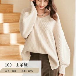 Women's Sweaters Naizaiga 100 cashmere Vneck one size fit all solid coarse yarns Winter Women pullovers sweater KSN171 231012