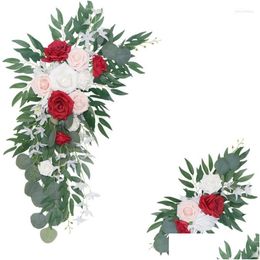 Decorative Flowers Wedding Arch Flower Door Lintel Proposal Ceremony Background Decoration Simation Rose Stage Corner Dhrva