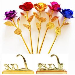 Artificial Gold Foil Plated Rose Wedding Home Decoration Rose Flower for Birthday Valentine Mothers Day Gift Wtipk