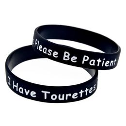1PC I have Tourettes Please be patient Silicone Rubber Wristband Ink Filled Logo Adult Size 5 Colors252W
