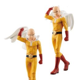 Mascot Costumes 21cm Figure Anime One Punch-man Tatsumaki Teacher Classic Suit Lift Cape Standding Pose Dolls Toy Gift Collect Pvc Material