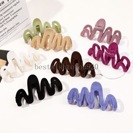 Fall Winter 2023 Flocking Wave Hair Claw Women Hairpin Simple Irregular Large Hair Clip Clamp Headwear Accessories