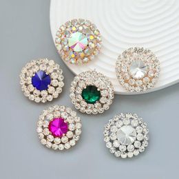 Stud Earrings Luxury Rhinestone Gems Round For Women Fashion Jewellery Trendy Girl Daily Accessories