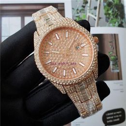 2021 Luxury Fashion Mens Diamond Watch Rose Gold Calendar Gold Bracelet Folding Clasp Master Designer Men Watches18211M