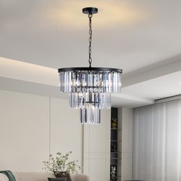 Lampadari di cristallo americani in ferro nero artistico, lampadari per sala da pranzo, illuminazione per camera da letto, lampadari di cristallo