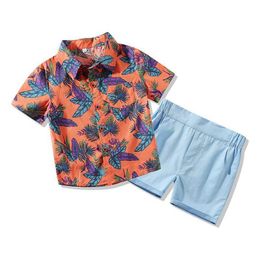 Kleidungssets für Jungen und Kinder, Designer-Kleidung aus 100 % Baumwolle, kurze Ärmel, Blattdruck, Jungen-Set, kausales Sommer-Freizeit-T-Shirt, Add Baby, Kinder Matern Dhkyr