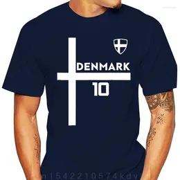 Men's T Shirts Summer Casual O-Neck Solid Colour Loose Basic Denmark Soccers Jersey T-shirt Fodbold Danmark Print Tee