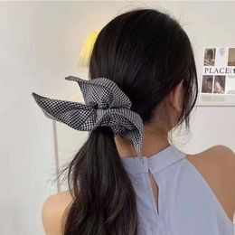 New Square Large Intestine Hair Loop Design Senses Small Crowd Hair Ornaments Ball Headband South Korean Hair Rope Plaid