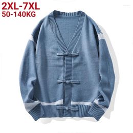 Men's Sweaters Big Size2XL-7xl Autumn Winter Men Casual V-Neck Cardigan Chinese Style Button Male Fashion Long Sleeve Business