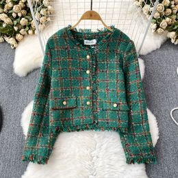 Fashionable and Fragrant Style Celebrity Temperament Long Sleeve Round Neck Loose Single breasted Tweed Woven Coat Women's Casual Jacket