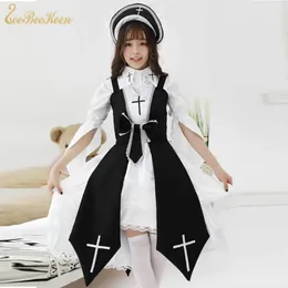 Theme Costume Lolita Jsk Black/red Gothic Retro Style Women Black Dress Doll Cross Witch Cosplay For Girls