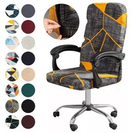 Chair Covers Geometry Printed Stretch Office Computer Chair Cover Dust-proof Elastic Game Chair Slipcover Rotatable Armchair Protector M/L 231013