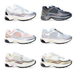 Designer Metallic Sneaker White Gold Silver Lace Up Flat Runner Trainer Sleek Cushioned Support Modern Design Durable Sole