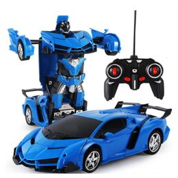 Electric RC Car 2 in 1 Electric RC Transformation Robots Children Boys Toys Outdoor Remote Control Sports Deformation Model Toy 231013