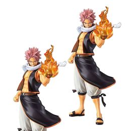 Mascot Costumes 23cm Anime Figure Fairy Tail Fire Dragon End Etherious Natsu Dragneel Standding Shawl Model Dolls Toy Gift Collect Pvc Material