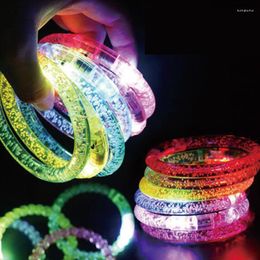 Party Decoration 50pcs/lot Led Costume Colourful Light Up Bracelet Flashing Acrylic Glowing Toys Rave Neon/Led Decor Supplies