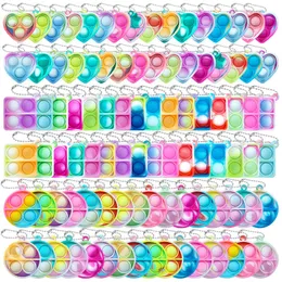 Pop Fidget Keychain Pendant Rainbow Relieve Anxiety Stress Popular Gift Party Favours Silicone Mini Decompression Toys