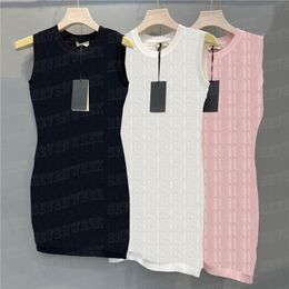 Full Letter Knitted Vest Dresses For Women Fashion Sleeveless Dress Clothes Summer Casual Ladies Short Skirts