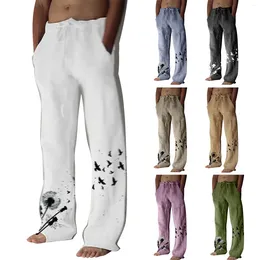Men's Pants Casual Daily Loose Cotton Linen Solid Colour With Drawstring Mens 42x34 Athletic Sweatpants Star Glitter