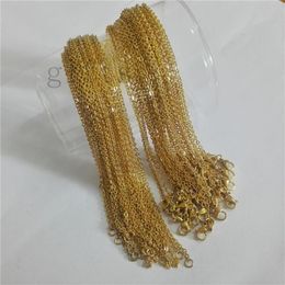 12pcs Lot in bulk Golden stainless steel thin 2mm 18 inch necklace welding Link Chain necklace women boy men girls jewelry281C