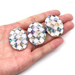 Pendant Necklaces Spliced Abalone Shell White Mosaic Pattern Oval Jewelry Production Necklace Women's Earrings 29x39mm