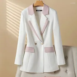 Women's Suits Jacket Spring Autumn 2023 Age Reduction Leisure Suit Coat Loose Mid Length Version Ladies Blazer Outerwear