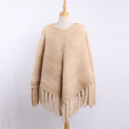 Scarves Plus Size Women's Luxury Winter Genuine Knitted Cape Pullover Poncho Lady Fashion Warm Shawl Tassels Wraps