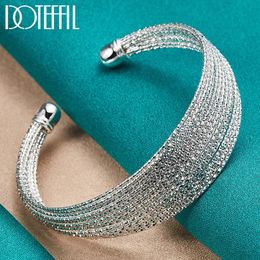 Bangle DOTEFFIL 925 Sterling Silver Multiline Bracelet For Woman Man Wedding Engagement Fashion Charm Party Jewellery 231012