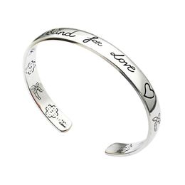 Whole-brand fashion woman charm bracelet G letter engraved LOVE bird heart-shaped opening bracelet Ajin version of the couple&171b