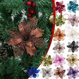 Christmas Decorations Christmas Simulation Flowers Xmas Tree Decorative Drop Ornaments Champagne Red Flower Merry Christma Natal Navidad Party Decor 231013