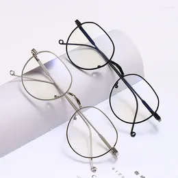 Sunglasses Women's Anti Blue Light Glasses Myopia Oval Vintage Metal Frame Men's AC Lens