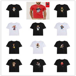 Short-sleeved bear t-shirt high quality Paris city polos shirt pattern 100% cotton print casual T-s of the same size282o