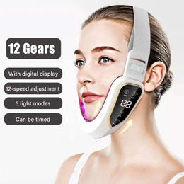 Face Massager Lifting Device LED Pon Therapy Slimming Vibration Massager Heated Double Chin V Face Vibration Massager 231012