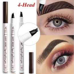 Eyebrow Enhancers Dark Brown Pencil Microblading Tattoo Pen Makeup Waterproof 4 Tip Black Liquid Enhancer Cosmetic 231013