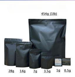 blank mylar bag matte black back clear front Aluminium oil 3.5 7g14g 28g 1LB custom print brand logo