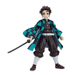 Mascot Costumes 13.5cm Anime Figure Demon Slayer Kamado Tanjirou Corps Uniform Movable Change Head Poses Model Dolls Toy Gift Collect Boxed Pvc