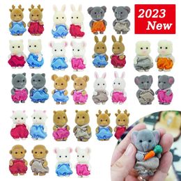 Dolls Simulation Forest Animal Baby Toys Rabbit Family Dollhouse Figures Collectible Toy 4 5CM 1 12 2PCS Furniture Set Gift 231013